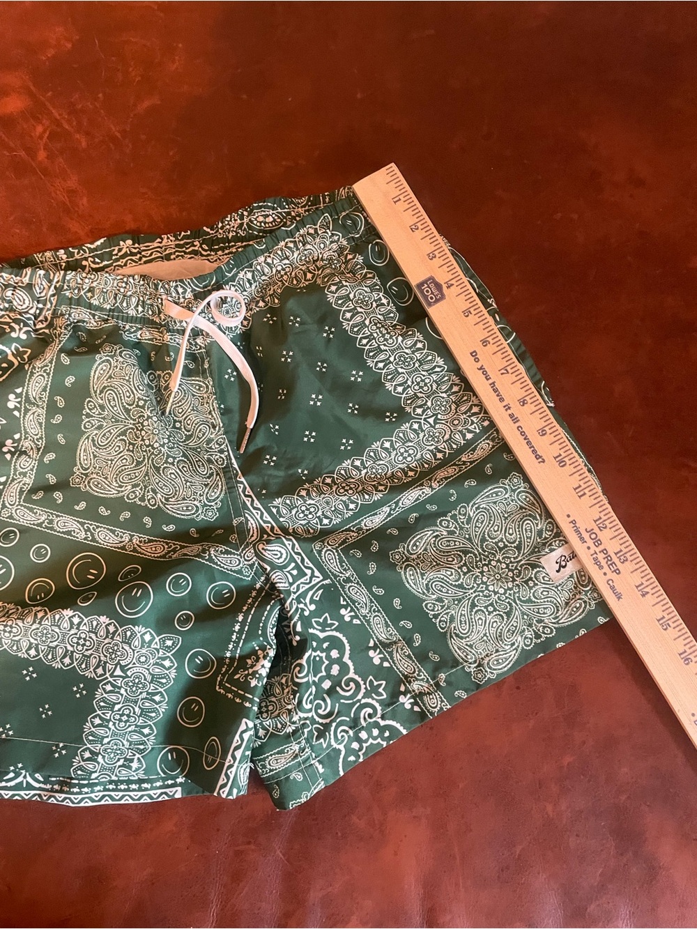 Bather small Men's Green Bandana Print Swim Trunks with Drawstring - Picture 5 of 8